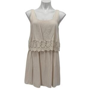 Bo Bel Tank Dress Rayon Lace Womens SZ S Cream Overlay Flowy Summer Boho Y2K 80S